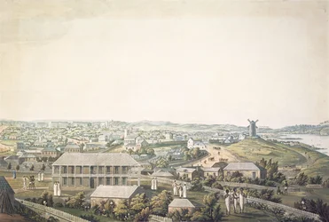 The town of Sydney in New South Wales, central section of a panoramic view, c.1821